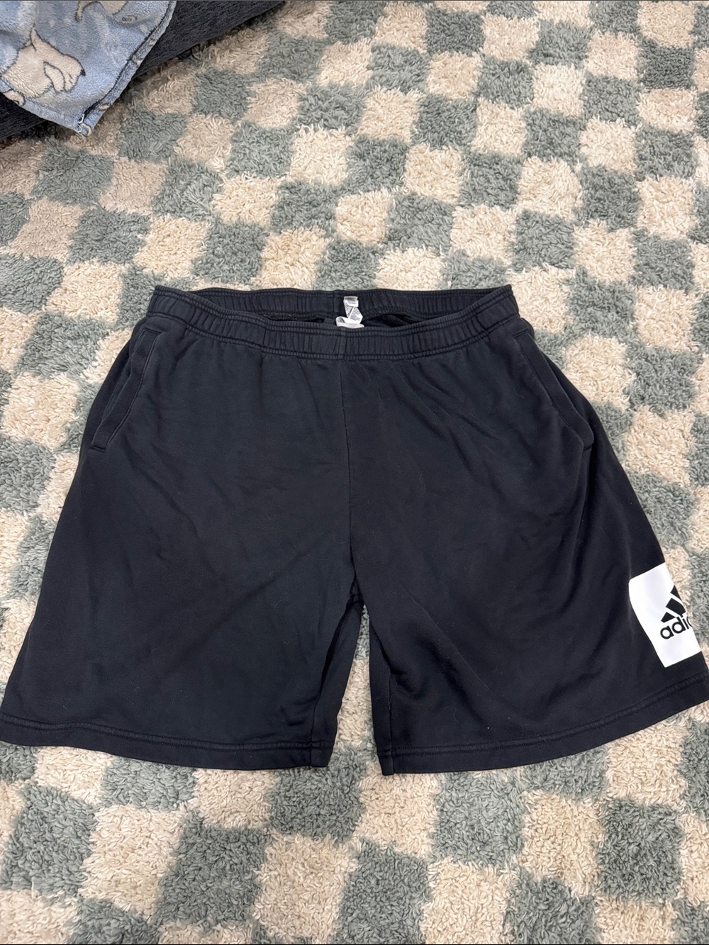adidas Black Athletic Shorts with White Logo Patch